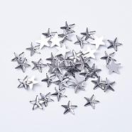 Acrylic Rhinestone Flat Back Cabochons, Back Plated, Faceted, Star, Black, 10x1.5mm(RSB385-47)