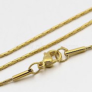 304 Stainless Steel Boston Chain Necklaces, with Lobster Claw Clasps, Golden, 18.1 inch(46cm), 1mm(STAS-O053-16G)