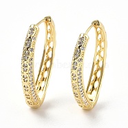 Clear Cubic Zirconia Teardrop Hoop Earrings, Brass Jewelry for Women, Real 18K Gold Plated, 35x27.5x5.5mm, Pin: 0.7mm(EJEW-G333-21G)