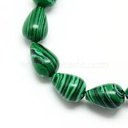 Synthetic Malachite Beads Strands, teardrop, 14~15x10mm, Hole: 1.5mm, about 28pcs/strand, 15.75 inch(G-T004-08)