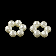 Donut ABS Plastic Imitation Pearl Bead Frames, Creamy White, 23x21x8mm, Hole: 2mm(OACR-R016-30)