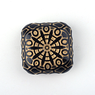 Cuboid Plating Acrylic Beads, Golden Metal Enlaced, Black, 31.5x31.5x15.5mm, Hole: 2mm, about 50pcs/500g(PACR-Q102-163B)