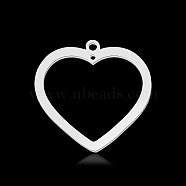 201 Stainless Steel Pendants, Heart, Stainless Steel Color, 23x24x1mm, Hole: 1.6mm & 1mm(STAS-N090-LA868-1)