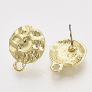 Alloy Stud Earring Findings, with Steel Pins and Loop, Flat Round, Light Gold, 17x13.5mm, Hole: 2mm, Pin: 0.7mm(PALLOY-S121-127)