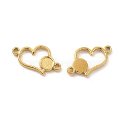 Ion Plating(IP) 304 Stainless Steel Cabochon Connector Settings, Heart, Real 18K Gold Plated, Tray: 4mm, 11.5x18x2mm, Hole: 1.4mm(STAS-B032-11G)