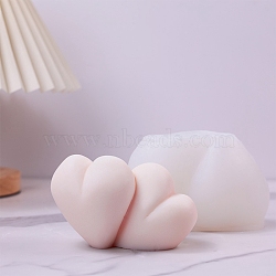 Double Heart DIY Food Grade Silicone Molds, for Scented Candle Making, White, 118x67x80mm, Inner Diameter: 110x70x69mm(PW-WG21561-01)