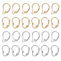 24Pcs 4 Styles Brass Leverback Earring Findings, Real 24K Gold Plated & 925 Sterling Silver Plated, Golden & Silver, 6pcs/style(KK-SZ0001-49)