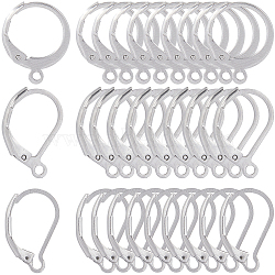 3 Style 304 Stainless Steel Leverback Earring Findings, with Loops, Stainless Steel Color, 14.5~16.5x10~12x2mm, Hole: 1~1.5mm, 40Pcs/style(STAS-SC0007-58P)