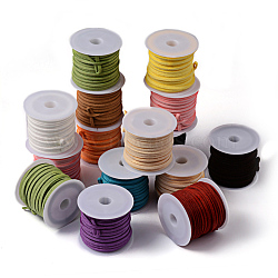 Faux Suede Cord, Mixed Color, 4x1.5mm, about 5.46 yards(5m)/roll, 25rolls/bag(LW-R003-4mm-M)