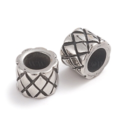 304 Stainless Steel Beads, Large Hole Beads, Column, Antique Silver, 9x7mm, Hole: 5.5mm(STAS-F237-17AS)
