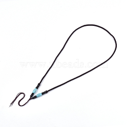 (Holiday Stock-Up Sale)Nylon Cord Necklace Making, with Glass and Synthetic Turquoise Beads, Cyan, 25.1 inch~25.9 inch(64~66cm), 3~4mm(MAK-T005-23A)