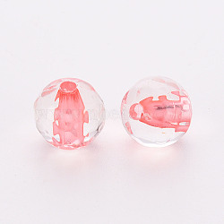 Transparent Acrylic Beads, Round, Faceted, Light Coral, 6x5.5mm, Hole: 1.4mm, about 4160pcs/500g(TACR-S154-11A-52)