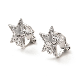 Alloy Clip-on Earring Findings, with Horizontal Loops, for Non-pierced Ears, Star, Platinum, 14.5x13.5x12mm, Hole: 1mm(FIND-L015-006P)