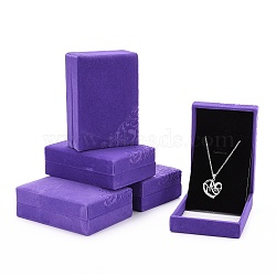 Rectangle Velvet Necklace Boxes, Jewelry Boxes, Mauve, 10.1x7.1x3.6cm(VBOX-D003-02)