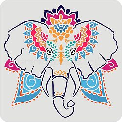 Large Plastic Reusable Drawing Painting Stencils Templates, for Painting on Scrapbook Fabric Tiles Floor Furniture Wood, Square, Elephant Pattern, 300x300mm(DIY-WH0172-781)