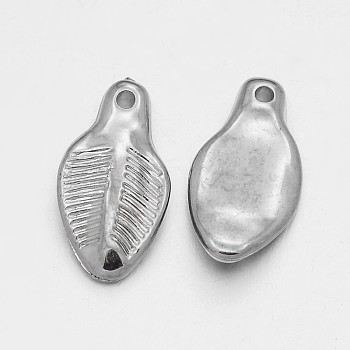 CCB Plastic Leaf Pendants, Platinum, 22x12x3mm, Hole: 1mm