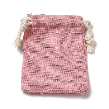 Rectangle Cloth Packing Pouches, Drawstring Bags, Pearl Pink, 8.6x7x0.5cm