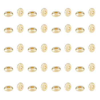 80Pcs 304 Stainless Steel Spacer Beads, Flat Round, Real 24K Gold Plated, 6x2mm, Hole: 1.8mm