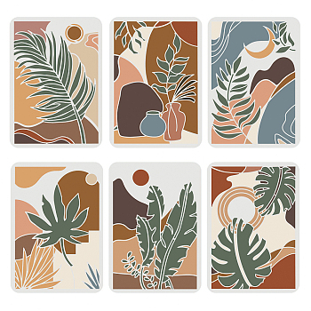 Plastic Reusable Drawing Painting Stencils Templates Sets, for Painting on Fabric Canvas Tiles Floor Furniture Wood, Plants Pattern, 29.7x21cm, 9pcs/set