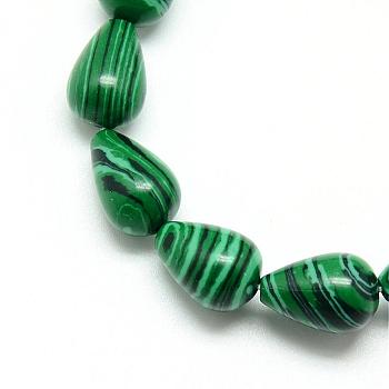 Synthetic Malachite Beads Strands, teardrop, 14~15x10mm, Hole: 1.5mm, about 28pcs/strand, 15.75 inch