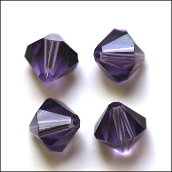 Imitation Austrian Crystal Beads, Grade AAA, Faceted, Bicone, Indigo, 4x4mm, Hole: 0.7~0.9mm