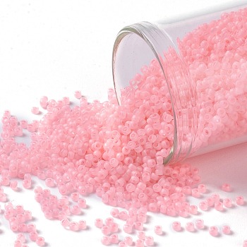 TOHO Round Seed Beads, Japanese Seed Beads, Frosted, (145F) Ceylon Frost Innocent Pink, 15/0, 1.5mm, Hole: 0.7mm, about 3000pcs/10g