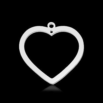 201 Stainless Steel Pendants, Heart, Stainless Steel Color, 23x24x1mm, Hole: 1.6mm & 1mm