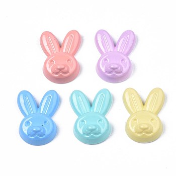 Spray Painted Acrylic Beads, Half Drilled, Rabbit, Mixed Color, 26.5x19.5x9.5mm, Hole: 1.8mm