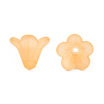 Frosted Acrylic Beads, Flower, Orange, 10x13.5mm, Hole: 1.8mm, about 1600pcs/500g