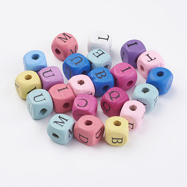 10mm Mixed Color Cube Wood Beads