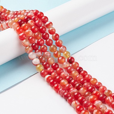 Chapelets de perles en agate rayée naturelle/agate à bandes(G-K155-A-8mm-05)-2