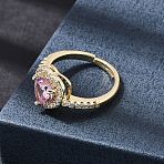 Brass Micro Pave Cubic Zirconia Cuff Open Rings, Heart, Golden, 17mm(CU-CBA5C10-04G)
