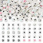 100Pairs 10 Styles Flat Round Cartoon Resin Cabochons, Mixed Shapes, 13x4mm, 10 pairs/style(CRES-TA0001-97)