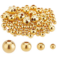 105Pcs 4 Styles 925 Sterling Silver Round Beads, Real 24K Gold Plated, 2~5mm, Hole: 0.7~1.6mm(STER-DR0001-07)