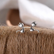 Alloy Earrings for Women, with 925 Sterling Silver Pin, Cat Shape, 10mm(FS-WG98937-135)