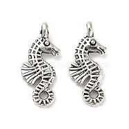 Tibetan Style Alloy Pendants, Cadmium Free & Lead Free, Sea Horse, Antique Silver, 24.5x11x4.5mm, Hole: 1.6mm, about 909pcs/1000g(FIND-M047-46AS)