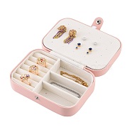 PU Leather Jewelry Boxes, Portable Jewelry Storage Case, for Ring Earrings Necklace, Rectangle, Pink, 16x11.6x5.8cm(LBOX-I001-02B)