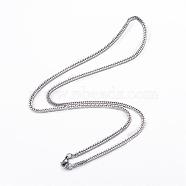 304 Stainless Steel Curb Chain Necklaces, with Lobster Claw Clasps, Stainless Steel Color, 19.7 inch(50cm), 2.5mm(NJEW-P147-03P)