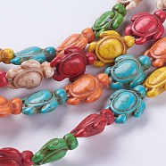 Synthetic Turquoise Beads Strands, Turtle, Dyed, Colorful, 18.5x15x8mm, Hole: 1.5mm, about 22pcs/strand, about 15 inch(G-E456-35C-15x18mm)