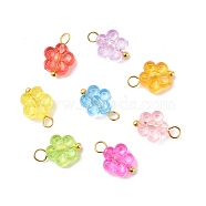 Transparent Acrylic Pendants, with Brass Finding, Flower, Golden, 13x8.5x3.5mm, Hole: 2mm(PALLOY-JF01837-01)