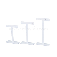 3Pcs 3 Sizes Acrylic T Bar Earring Display Stands, Dangle Earring Display Holder, White, 7x3x8.9~12.9cm, 1pc/size(EDIS-WH0029-35)
