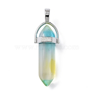 Faceted Bullet Glass Pointed Pendants, with Platinum Plated Alloy Findings, Yellow, 41x13.5mm, Hole: 6x3.5mm(GLAA-CJC0001-16A)