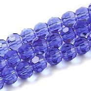 Transparent Glass Beads, Faceted(32 Facets), Round, Medium Slate Blue, 6mm, Hole: 1mm, about 98pcs/strand, 20.47 inch(52cm)(EGLA-A035-T6mm-D14)