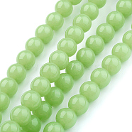 Glass Beads Strands, Round, Lime Green, 10mm, Hole: 1mm, about 32pcs/strand, 12 inch~12.4 inch(30~31cm)(GLAA-I004-05-10mm)