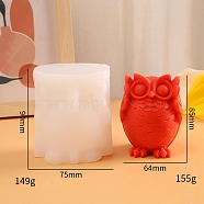 3D No Hearing Owl Scented Candle Silicone Molds, Candle Making Molds, Aromatherapy Candle Mold, White, 7.5x9cm, Inner Diameter: 6.4x8.5cm(PW-WG85163-01)