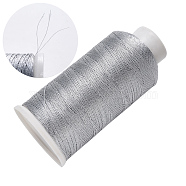 Nylon Metallic Thread, Embroidery Thread, 3-Ply, Silver, 0.2mm, about 1312.33 yards(1200m)/roll(MCOR-T002-01A-02)