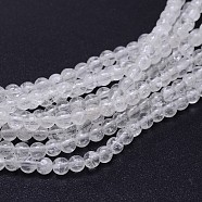 Natural Quartz Crystal Round Beads Strands, Rock Crystal Beads, 4mm, Hole: 0.8mm, about 89~94pcs/strand, 15~15.5 inch(G-J303-01-4mm)