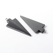 Gemstone Pendants, Non-magnetic Synthetic Hematite Pendants, Grade A, with Iron Findings, Platinum, Triangle, Black, 44x18x4mm, Hole: 2mm(X-G-Q894-13)