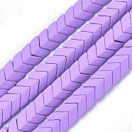 Spray Painted Non-magnetic Synthetic Hematite Beads Strands, Matte Style, Arrow/Chevron, Violet, 7x8x4mm, Hole: 1mm, about 89pcs/strand, 16.1 inch(G-T116-25-09)