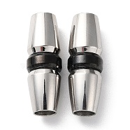 303 Stainless Steel Bayonet Clasps, Column, Gunmetal & Stainless Steel Color, 26x9mm, Hole: 5mm(STAS-C076-01A)